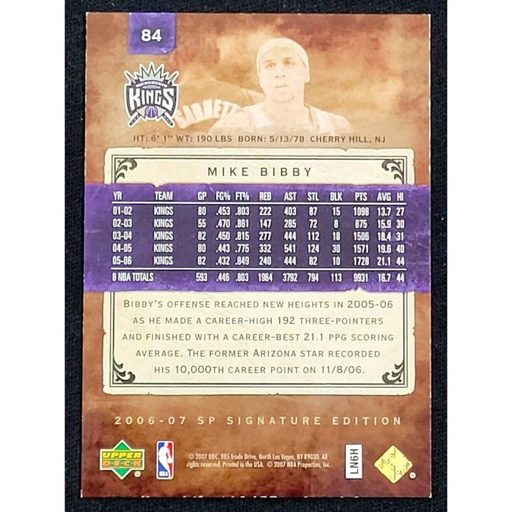 2006-07 SP SIGNATURE EDITION MIKE BIBBY GOLD‎ #D 20/25